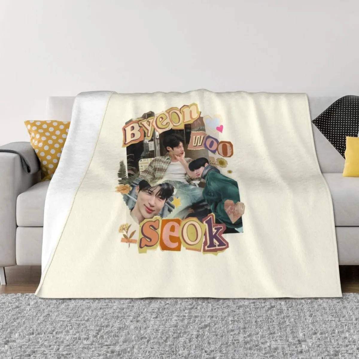 Byeon Woo-seok Scrapbook Design Art Throw Blanket Sofa Throw Decoratives for winter christmas decoration Blankets