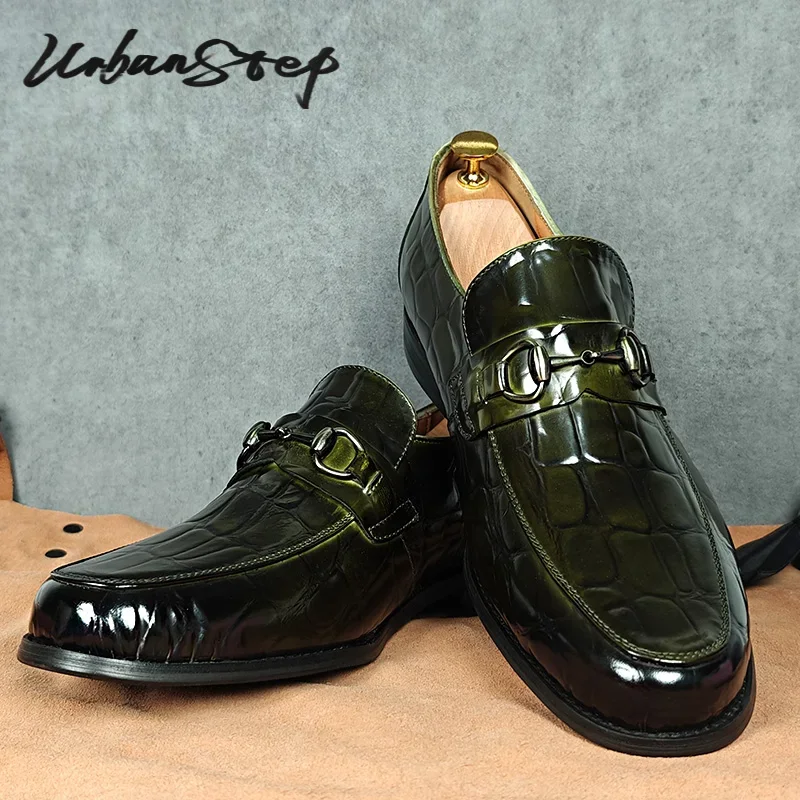 Sapatos de couro masculinos de luxo, mocassins de couro genuíno, sapatos casuais sociais, vestido formal de casamento, sapatos masculinos para dirigir