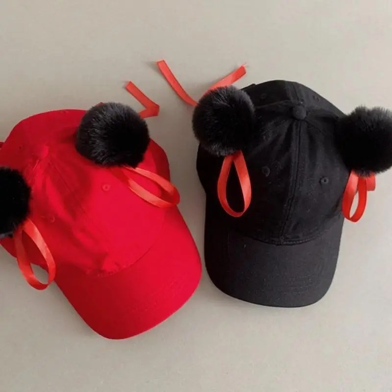 

2025 Lovely Toddler Baseball Hat Feature China Movie Anime Double Bun Headwear