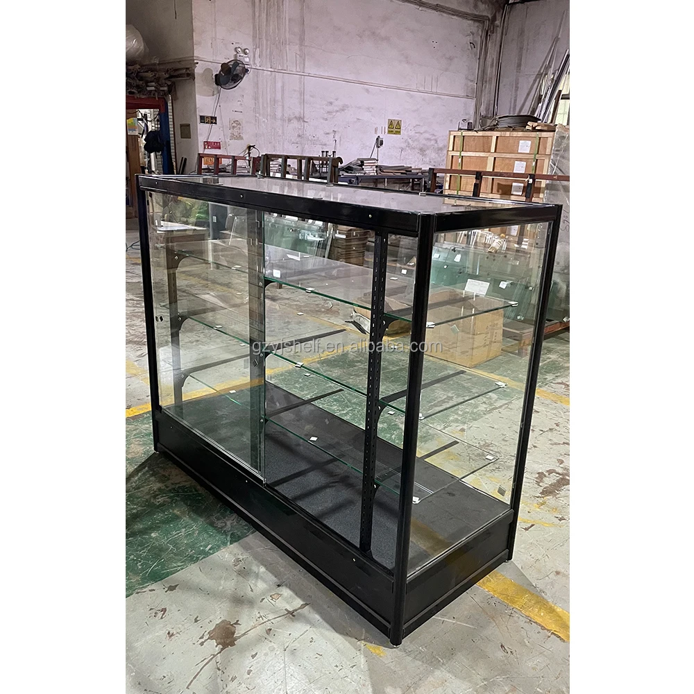 Custom.Cheap Glass Display Showcase Cabinet Display Case for Shop Lockable LED Light Smoke Shop Showcase