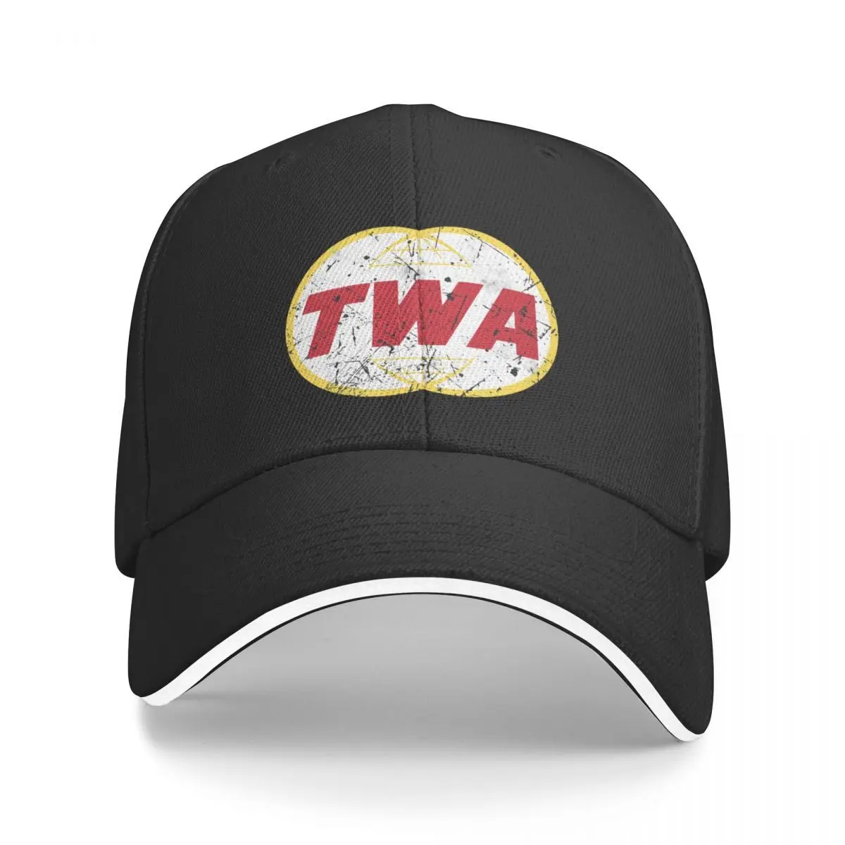 TWA Aviation Vintage Logo Baseball Cap - Lightweight Polyester Unisex Hat for Men & Women, Classic Black with Yellow 