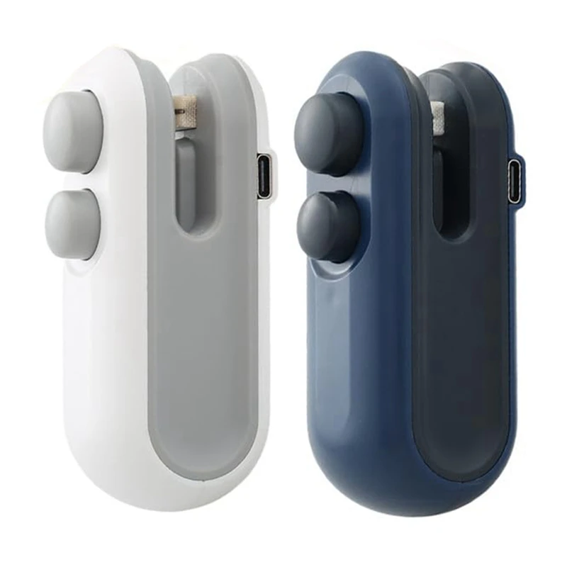 AD24-Penyegel Tas Mini, Penyegel Pengisi Daya USB 2-In-1, Penyegel Makanan Vakum Isi Ulang Genggam Portabel, Penyegel Tas