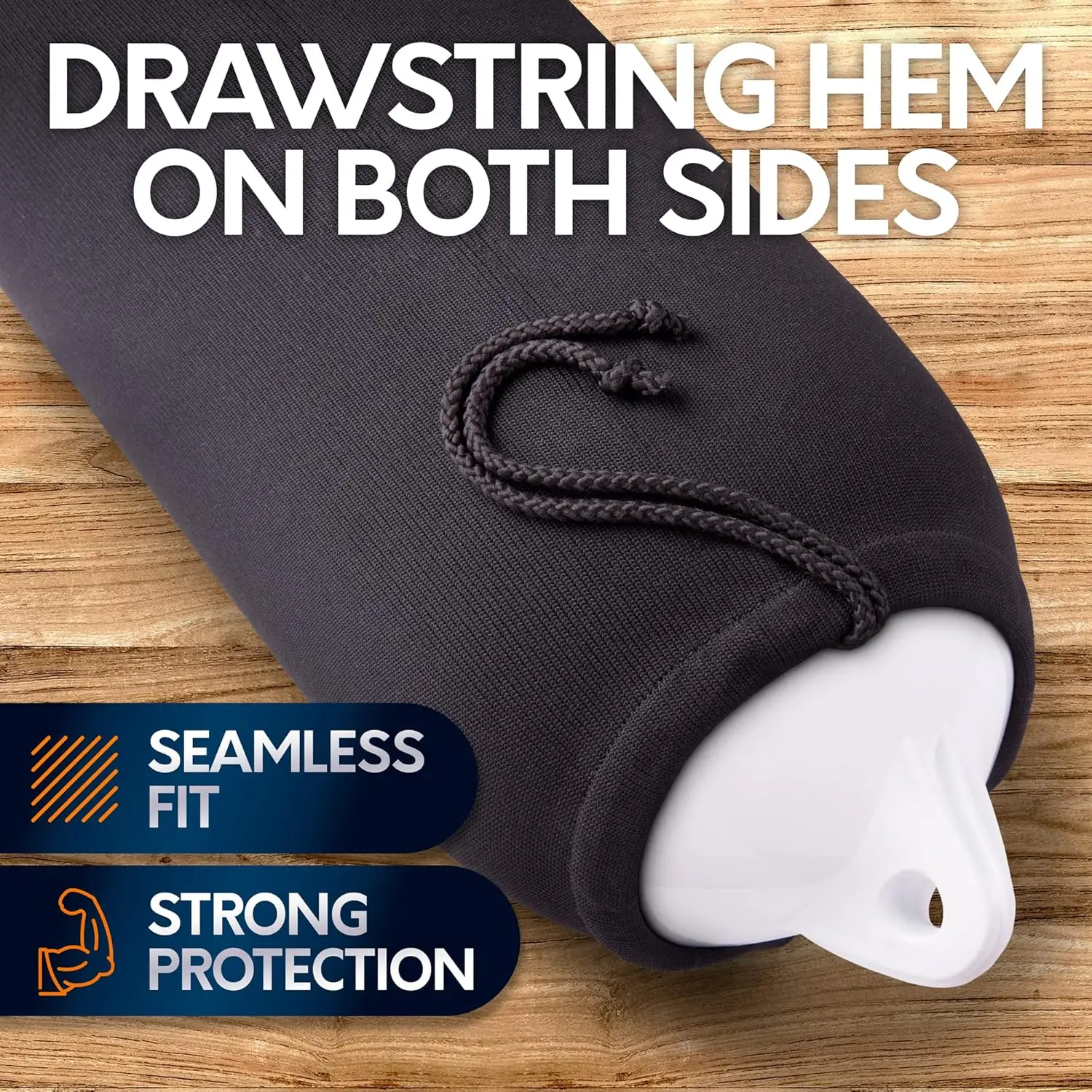 Boat Fender Covers in Black or Navy Blue, Multiple Sizes and Pack Options for Hull Protection