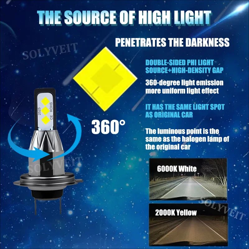 Ip67 à prova de choque configuração rápida ampla faixa de iluminação h1 h7 led farol alto baixo feixe para peugeot 307 2000 2001 2002 2003 2004