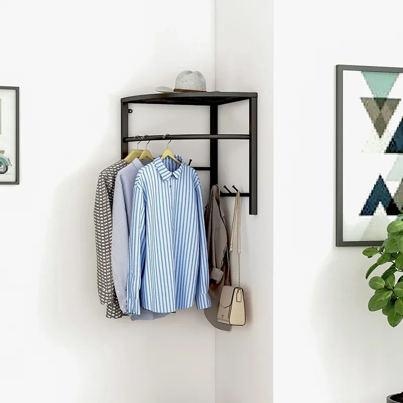 SpaceSaving Corner Coat Rack Light Luxury Bedroom Wall Clothes Hanger Living Room Hallway Organizer