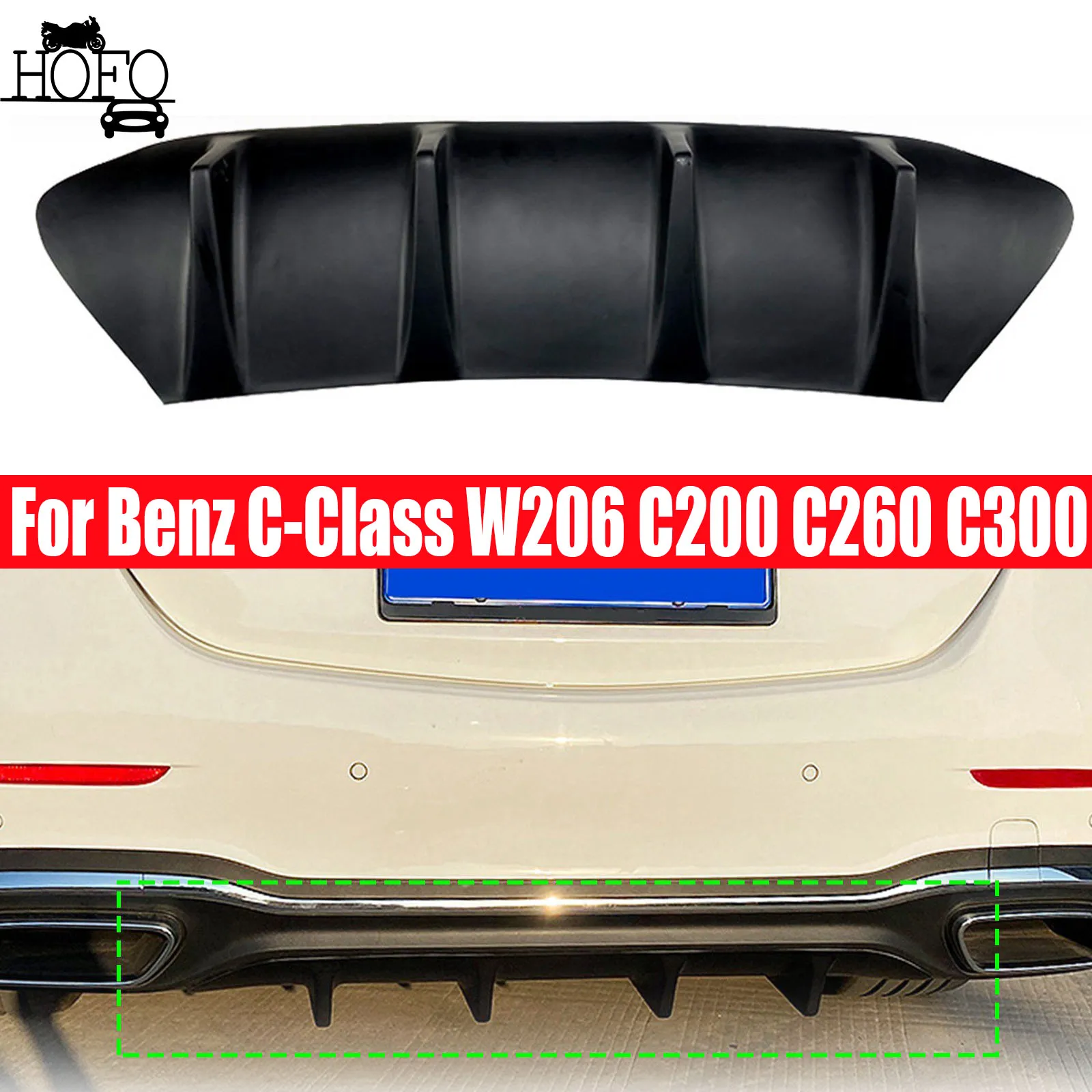 

For Mercedes Benz C-Class W206 C200 C260 C300 2022+ Sport Car Rear Bumper Diffuser Splitter Lip Spoiler Body Kit Accessories