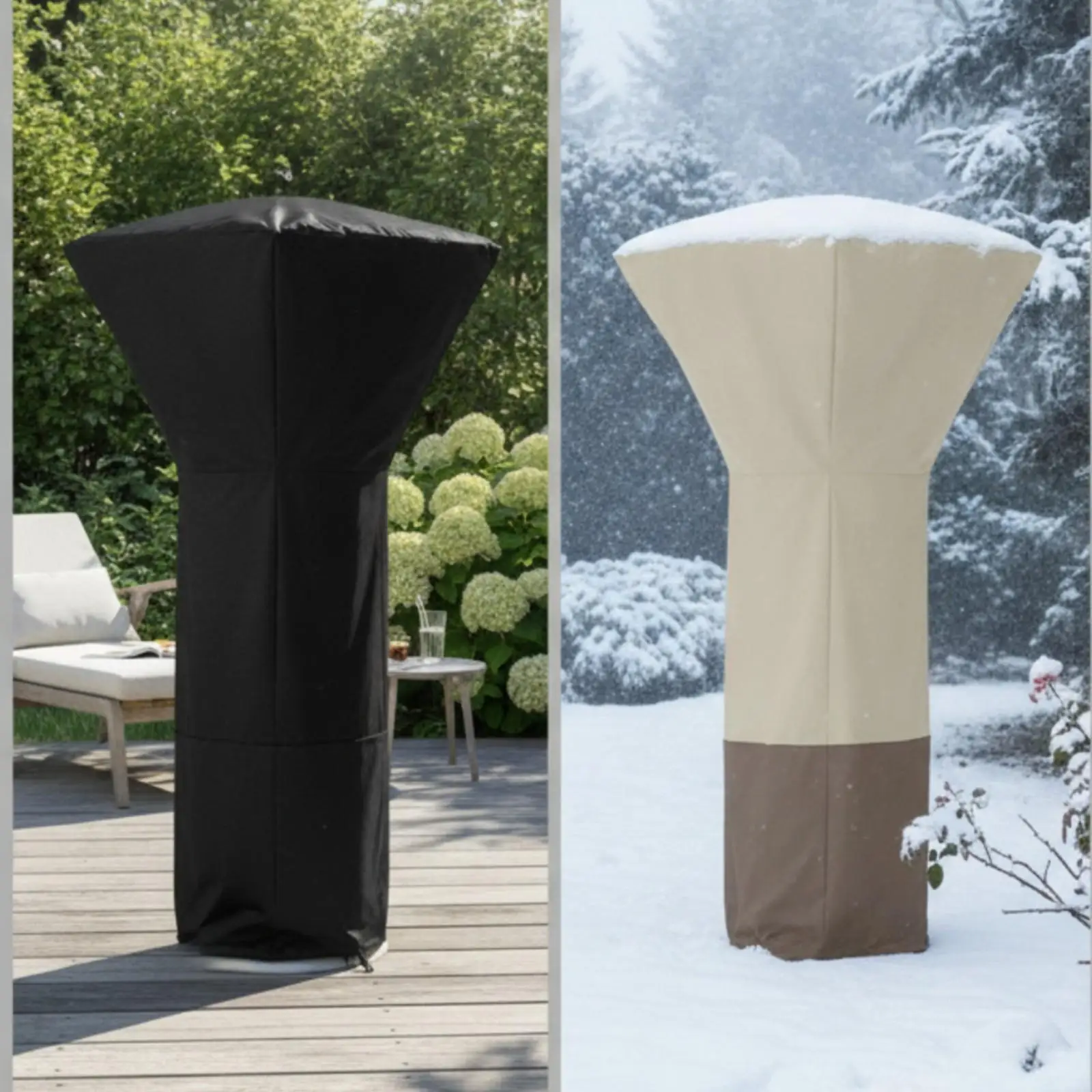 Square-Top Patio Heater Cover Weather-Resistant Tall Patio Heater Cover with Drawstring Heavy Duty Full-Length for Deck, Garden