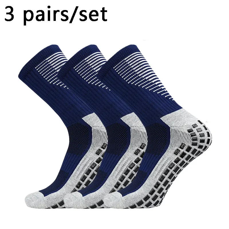3 Paar Fußballsocken mit Fersenschutzmuster für Herren und Damen, quadratische, rutschfeste Silikon-Fußballsocken, Calcetines Antideslizante – Detail 4