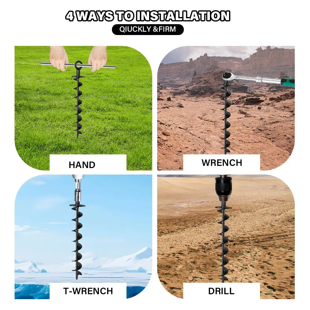 Single Blade Earth Auger Drill Bit Ground Digger Post Hole Digging Tool For Garden Planting Trampoline Tent Swing Set