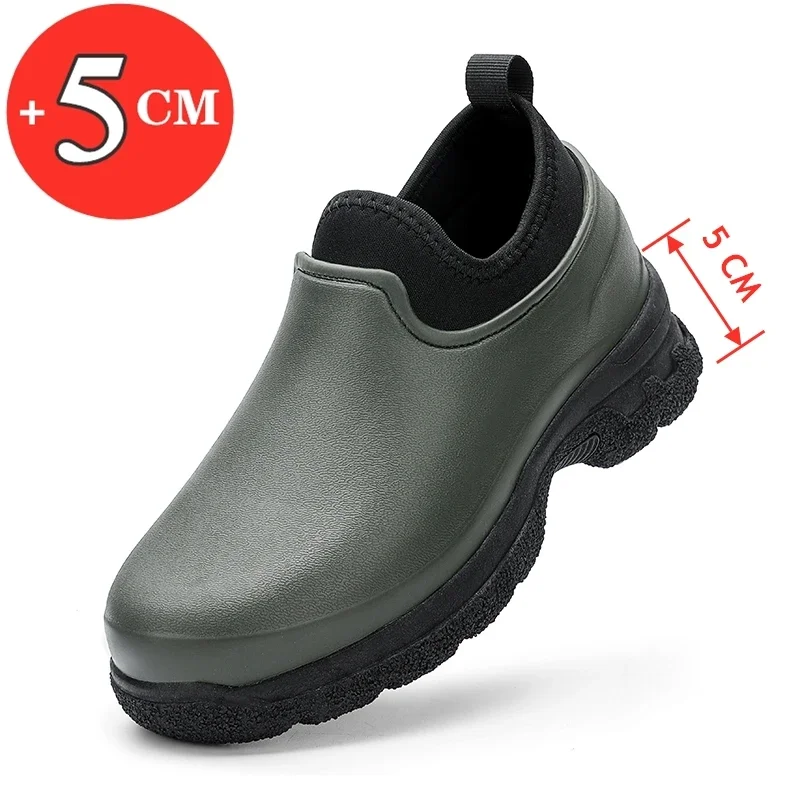 

Rain Shoes Water Kitchen Wash Fishing Work Cook Thick-soled Height Increase Insole 5cm Large Sizes 39-46 Men Shoes