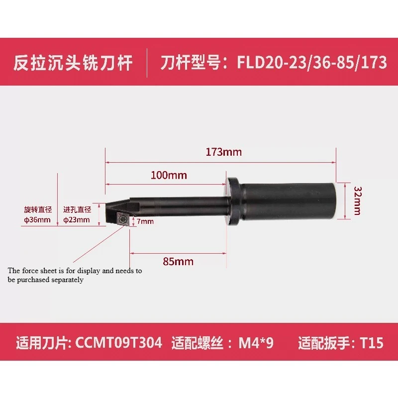 FLD CNC Reverse Countersink Pull-Back Boring Tool, Counterbore Face Milling Shank with Back Boring Cutter for Machining Centers