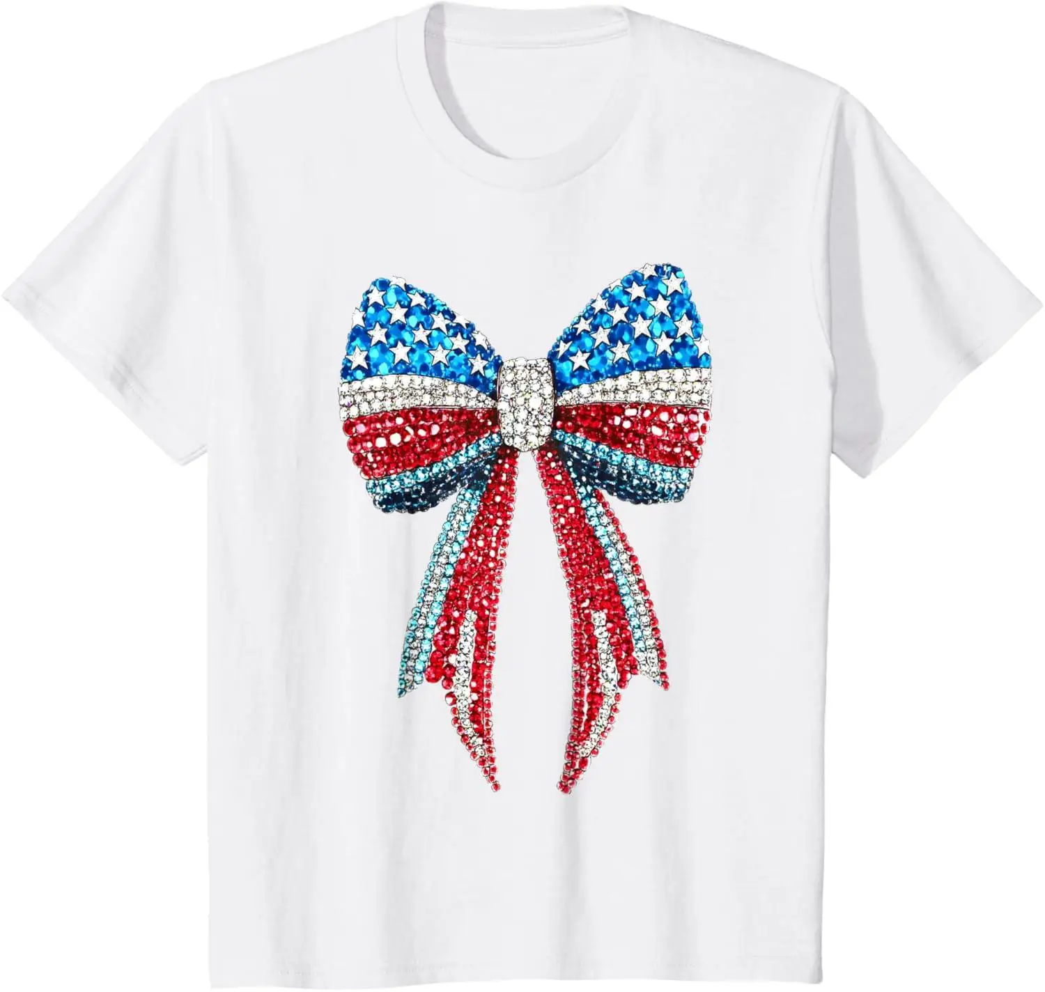 Women's American Flag Bow Shirt Coquette Bow 4th Of July Independence Day Girly Shirt Tshirt Retro Cute Patriotic American Flag Shirts For Women for Everyday Wear and Parties Pure Cotton Loose and comfortable fit, suitable for all seasons.