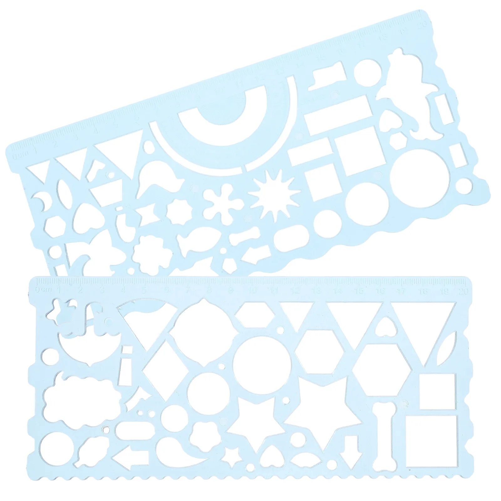 2Pcs Geometric Drawing Stencils Template Ruler School Office Multi Purpose Measuring Tool Drawing Supplies for Students