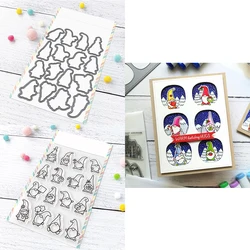 Various Gnomes Metal Cutting Dies Clear Stamps Set for DIY Scrapbooking Christmas Paper Card Album Decoration Making