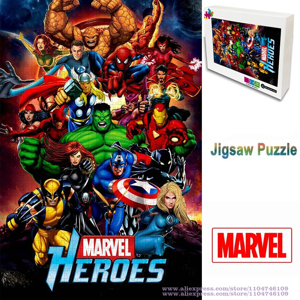

Пазл Marvel Heroes, 108/200/300/500/1000/1500 шт., интеллектуальные пазлы для детей и взрослых, головоломки, украшение дома