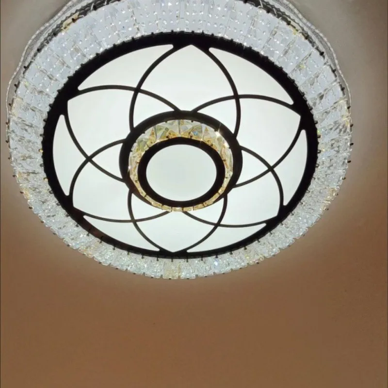 Silver Crystal LED Chips Crystal Lamp Lighting Fixture  Circle Light Diameter 500mm Pendant in Bedroom Living Room