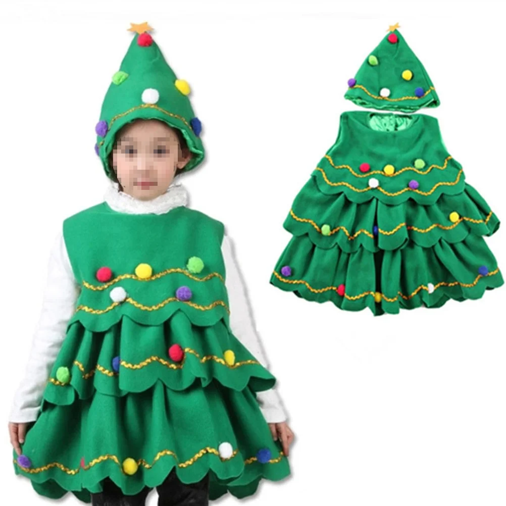 Weihnachtsbaum Hut Kleid Kinder Cartoon Bühnenshow Kostüm Jungen Mädchen Festival Performance Outfit Weihnachten Event