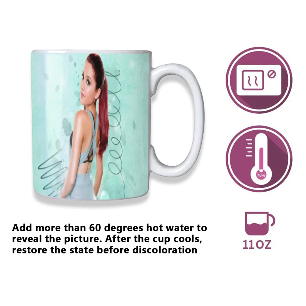 Beautiful Ariana G-Grande Color Changing Mug Thermal Sensation Temperature Ceramic Coffee Cup Festival Gifts Free shipping