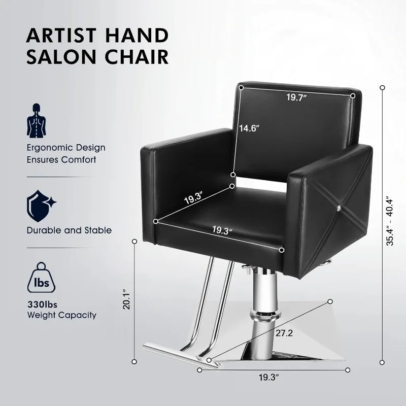 Salon Hair Salon Chair with Back Cover, Hydraulic Hair Salon Chair 360 Degree Rotating Hair  Chair, Weighing 330 Pounds