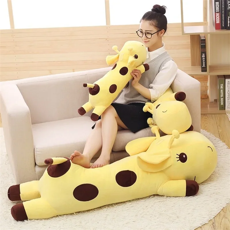 Cute Deer Plush Toy PP Cotton Stuffed Giraffe Doll Comfortable and Soft Sleeping Pillow Birthday Gift