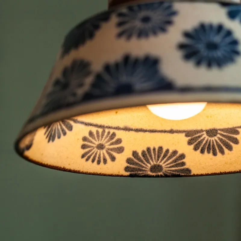 Ceramic Flower Bedroom Bedside Chandelier Retro Dining Room Light LED Entrance Corridor Lamp