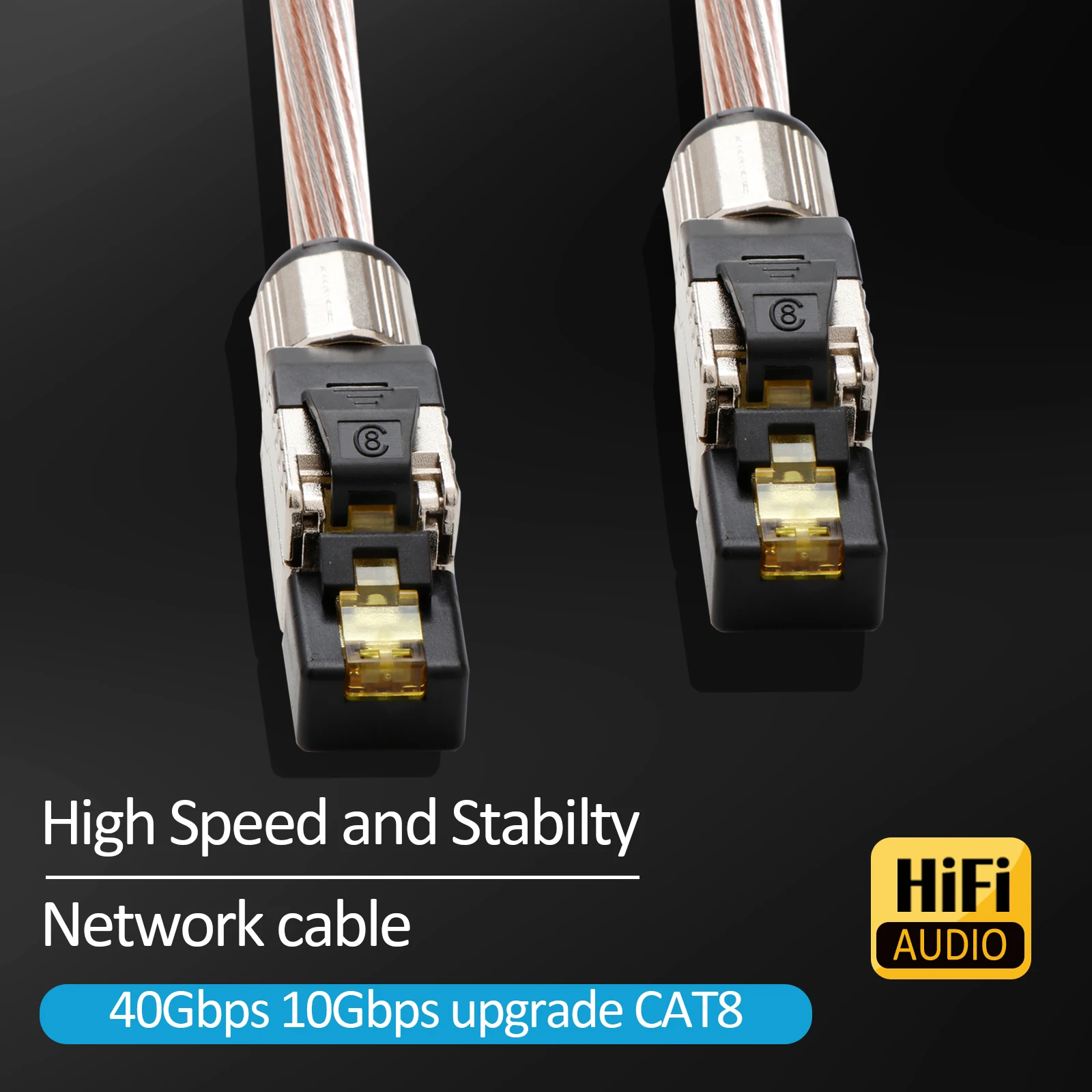 

Hifi Cat.8 Ethernet Cable Hi-end OCC Silver Mixed 10GB Transmission Network Cable Internet Cord for ANSI/TIA-568-C.2-1 PC Ro