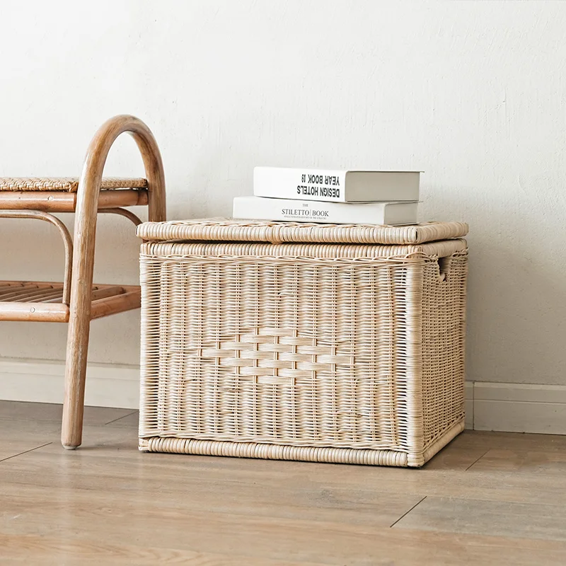 Nordic Ins Rattan Storage Box Multifunctional Bathroom Dirty Basket Hand Woven Children's Clothing Toy