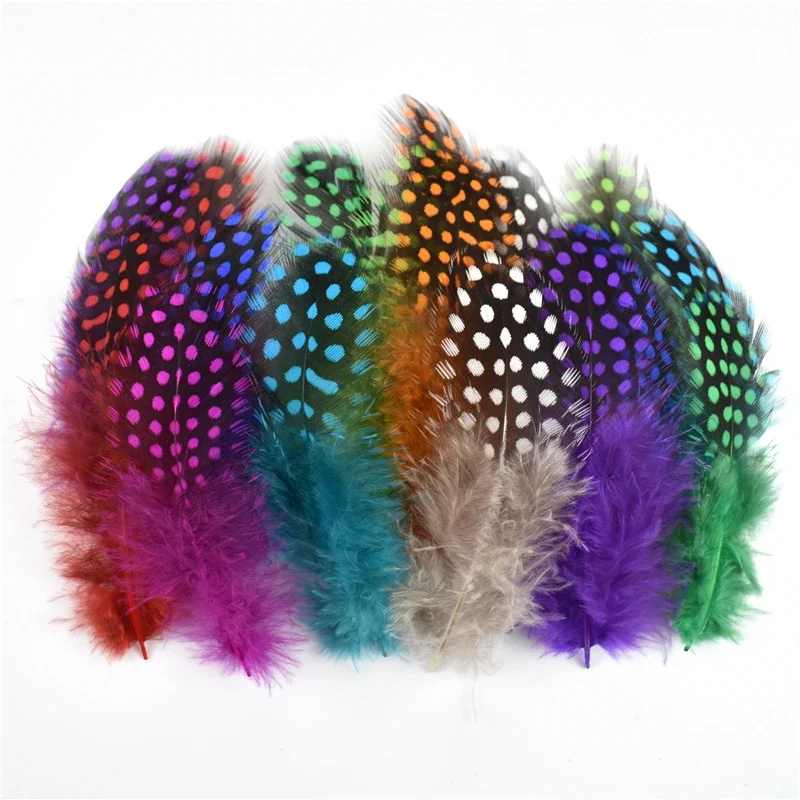 50Pcs Colored Natural Guinea Fowl Feathers Pheasant Needlework Accessories Crafts Hats Decor Chicken Dream Catcher Decoration