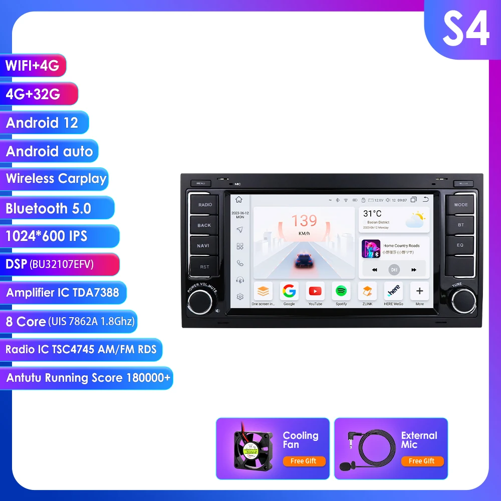 CarPlay Android Auto Radio voor Volkswagen Vw Touareg 2004 -2011 Transporter Multivan T5 Auto Intelligente Systemen 7'2DIN Head Unit