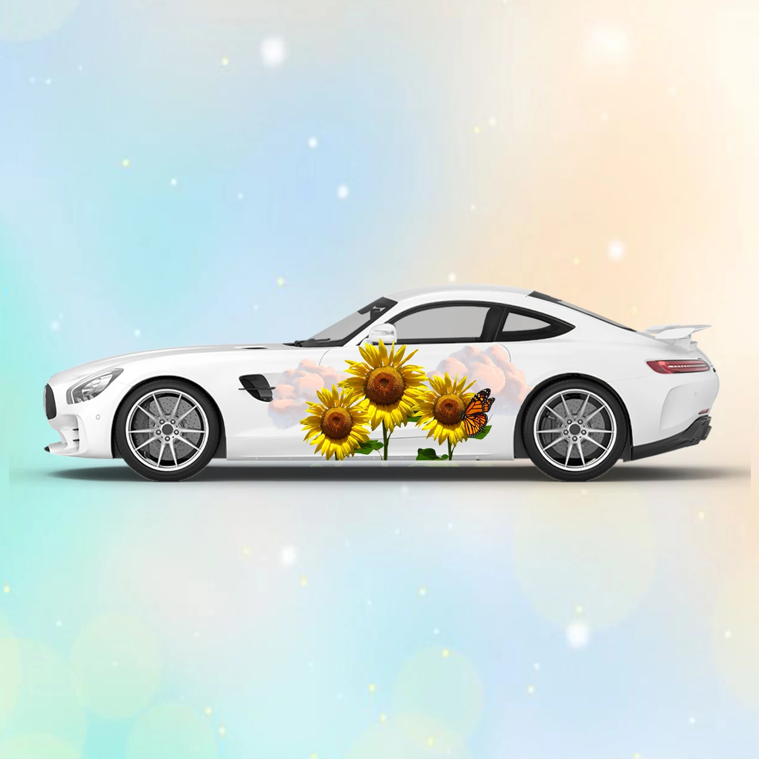 Sunflower Butterfly Side Door Back Sticker Fender Car Accessories Sticker Universal Fashion Design Vinyl Stickers Decal Decor