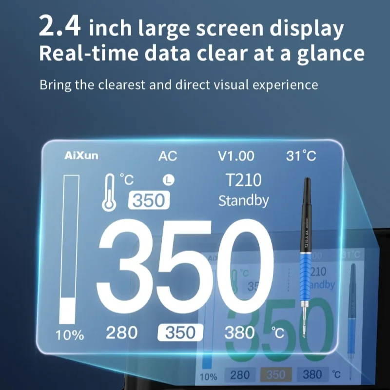 AIxun T410 T405 Dual-channel Soldering Station 100W Smart Rapid Heating T115 T210 Handle for Phone SMB BGA PCB Welding Repair