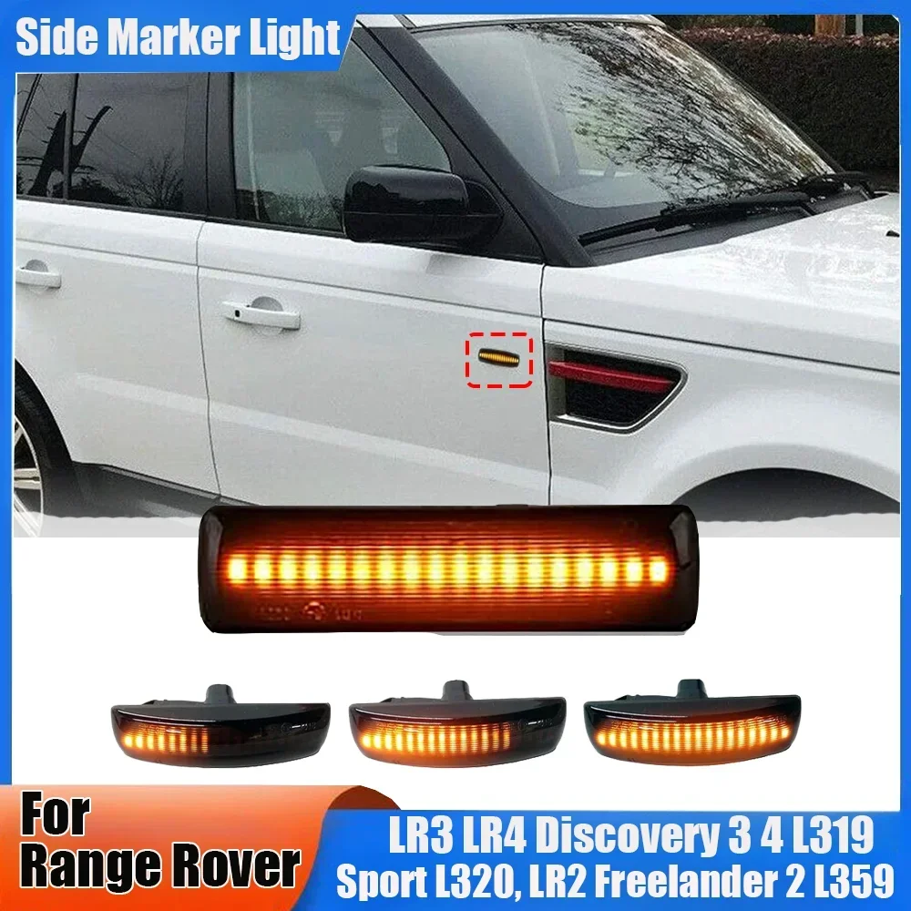 Dynamic Blinker For Range Rover Sport L320, LR2 Freelander 2 L359, LR3 LR4 Discovery 3 4 L319 Smoked Lens Side Marker Light LED