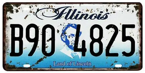 

Metal Tin Sign Wall Hanging Decoration Plaque Sign License Plate Tag, Illinois Old Vintage License Plate Car Truck