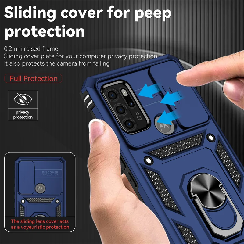 Slide Camera Lens Protector Armor Case For Motorola Moto G50 5G G60S G31 G41 Military Grade Bumpers Ring Cover