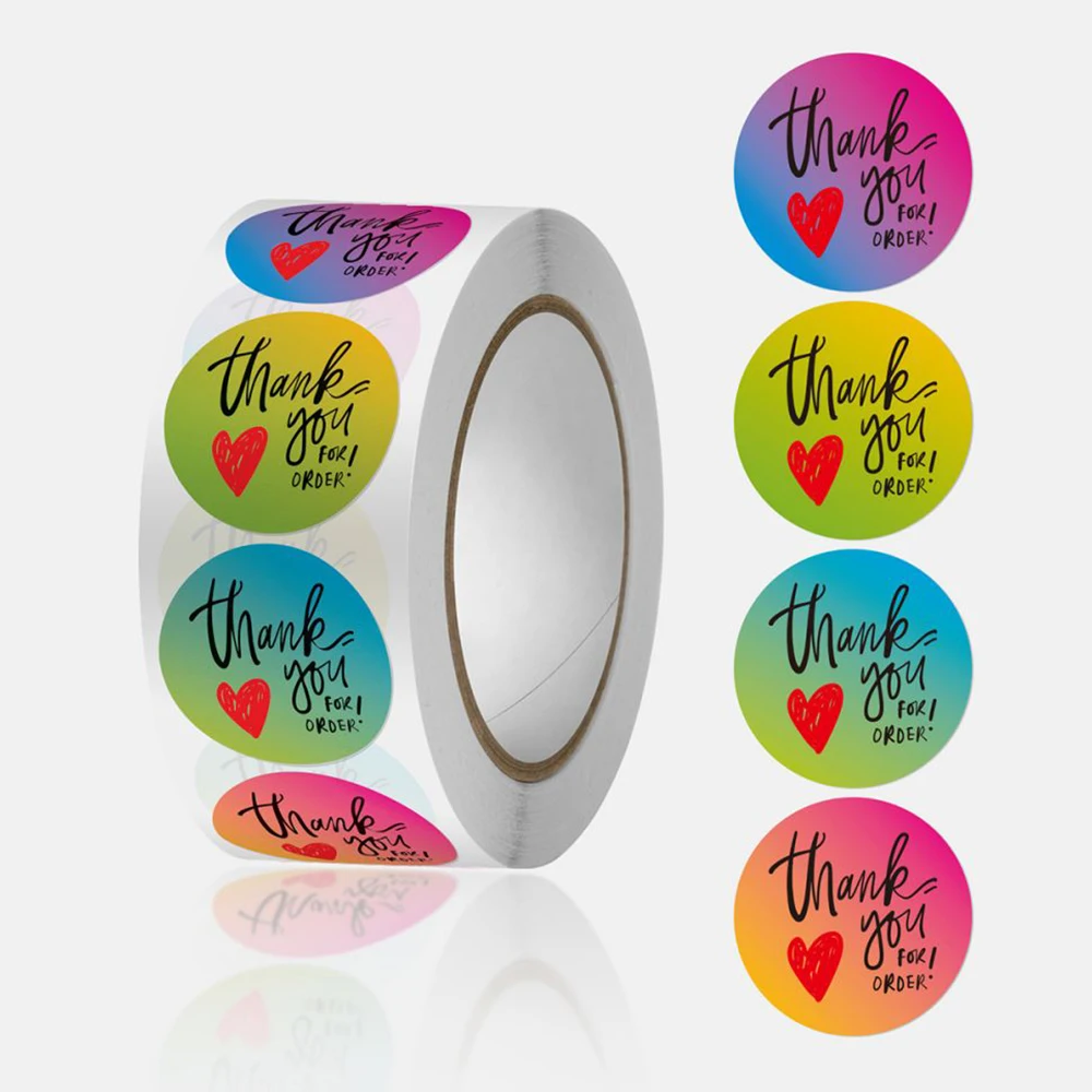 500pcs Thank You For Order Stickers For Envelope Packing Box Sealing Labels With Red Heart For Retail Store Shopping Tag