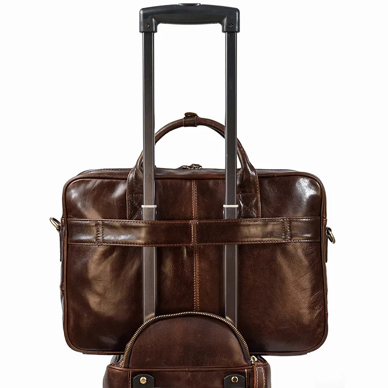 Sac à Main de Luxe en Cuir group pour Homme, Étui à Bombes en Peau de Vache, Sacoche de Bureau pour Ordinateur Portable de 15.6 Pouces