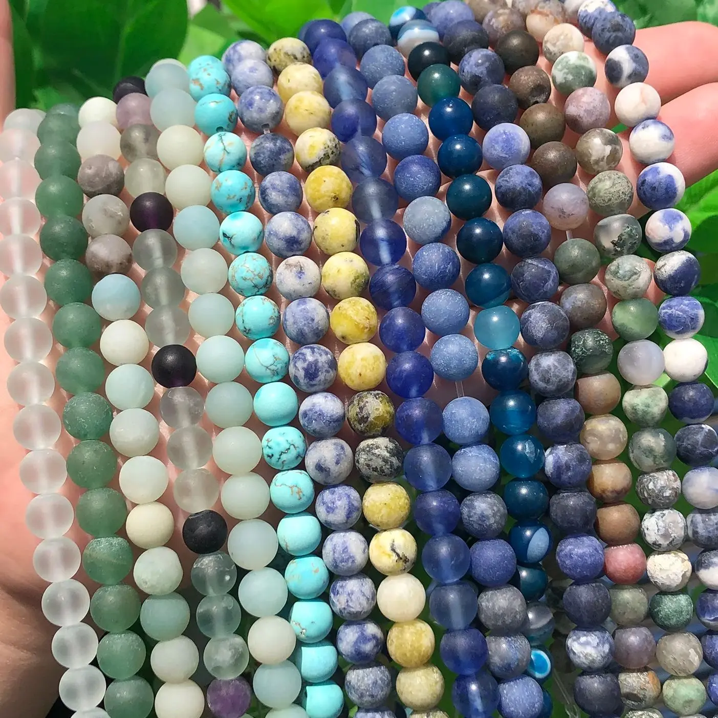 4 6 8 10 12 mm Natural Matte Amazonite  Turquoise Jasper Tiger Eye Stone Beads Blue Round Loose Beads For Jewelry DIY Making