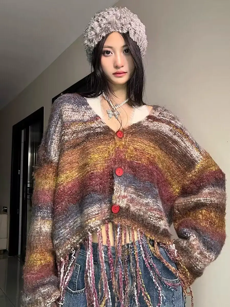 

Художественный свободный вязаный открытый кардиган, женский весенний свитер Faion Lazy Sle, модная корейская версия V-Ne Long Sve