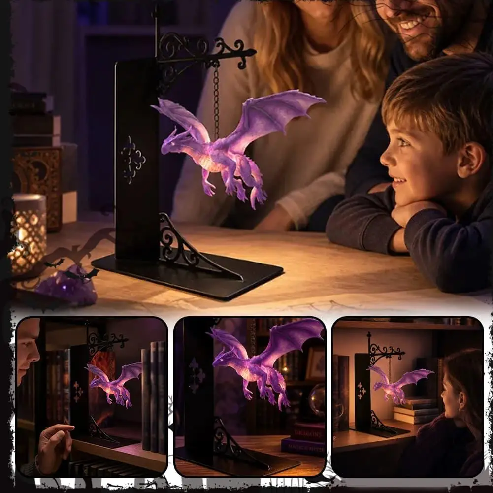 Home Library Desk Shelf Decoration Gift Hanging Dragon Warm Amber LED Lantern For Book Lovers New Floating Dragon Bookshelf Lamp - view 2