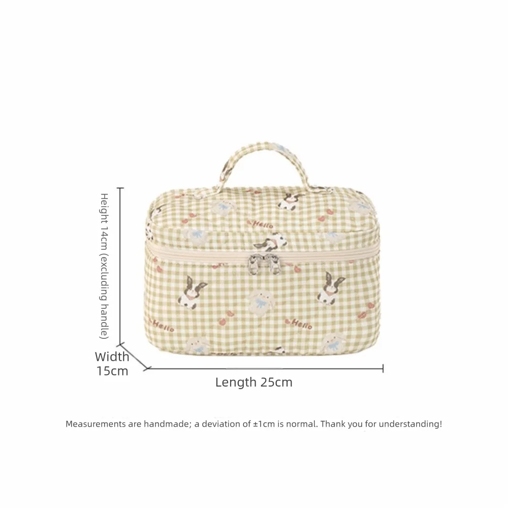 Borsa per il trucco portatile per conigli/cuccioli carini Borse portaoggetti per articoli da toilette trapuntate di grande capacità