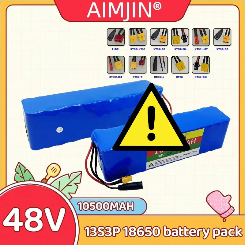 

High Capacity 48V 10.5Ah Lithium-ion 13S3P Battery Pack 1000W BMS Rechargeable for 54.6V E-bike Electric Scooter Bicycle