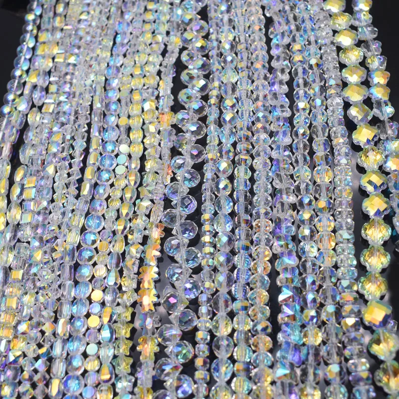 A Quality Transparent Crystal Glass Beads AB Color Heart Star Bear Clover Faceted Loose Spacer Beads For Jewelry Making DIY