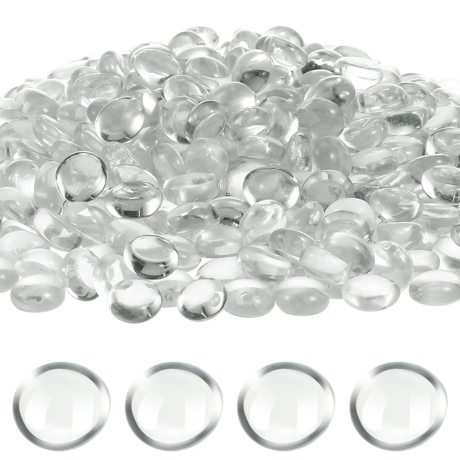 1Pack Glass Marbles Flat Transparent Glass Beads Vase Fillers Aquarium Pebbles Decorative Stones Garden Use Marbles for Vases view 4