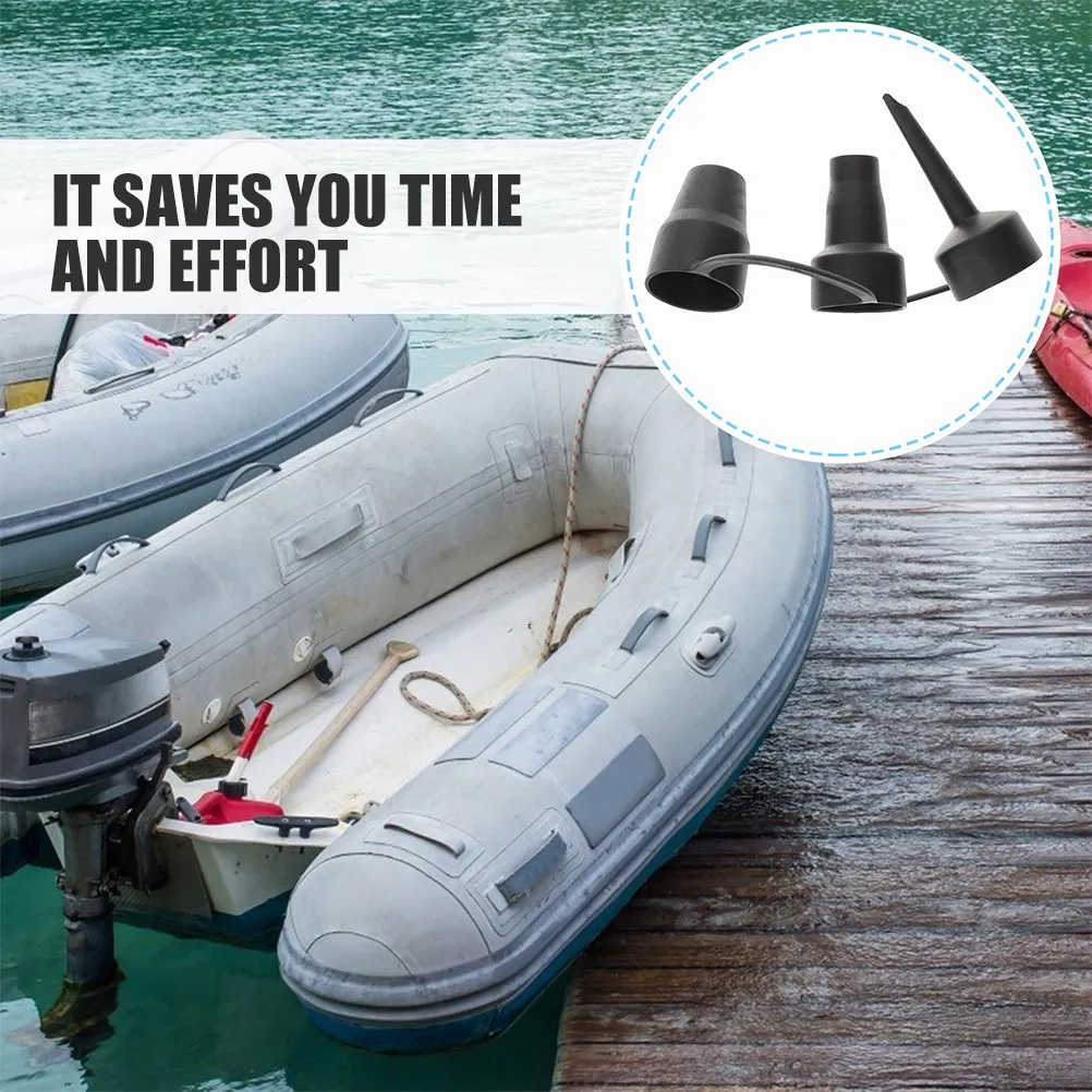 Inflatable Bed Nozzles Triple Air Pump Attachment Set for Air Mattresses Boats Pool Rings Quick Effortless Inflation