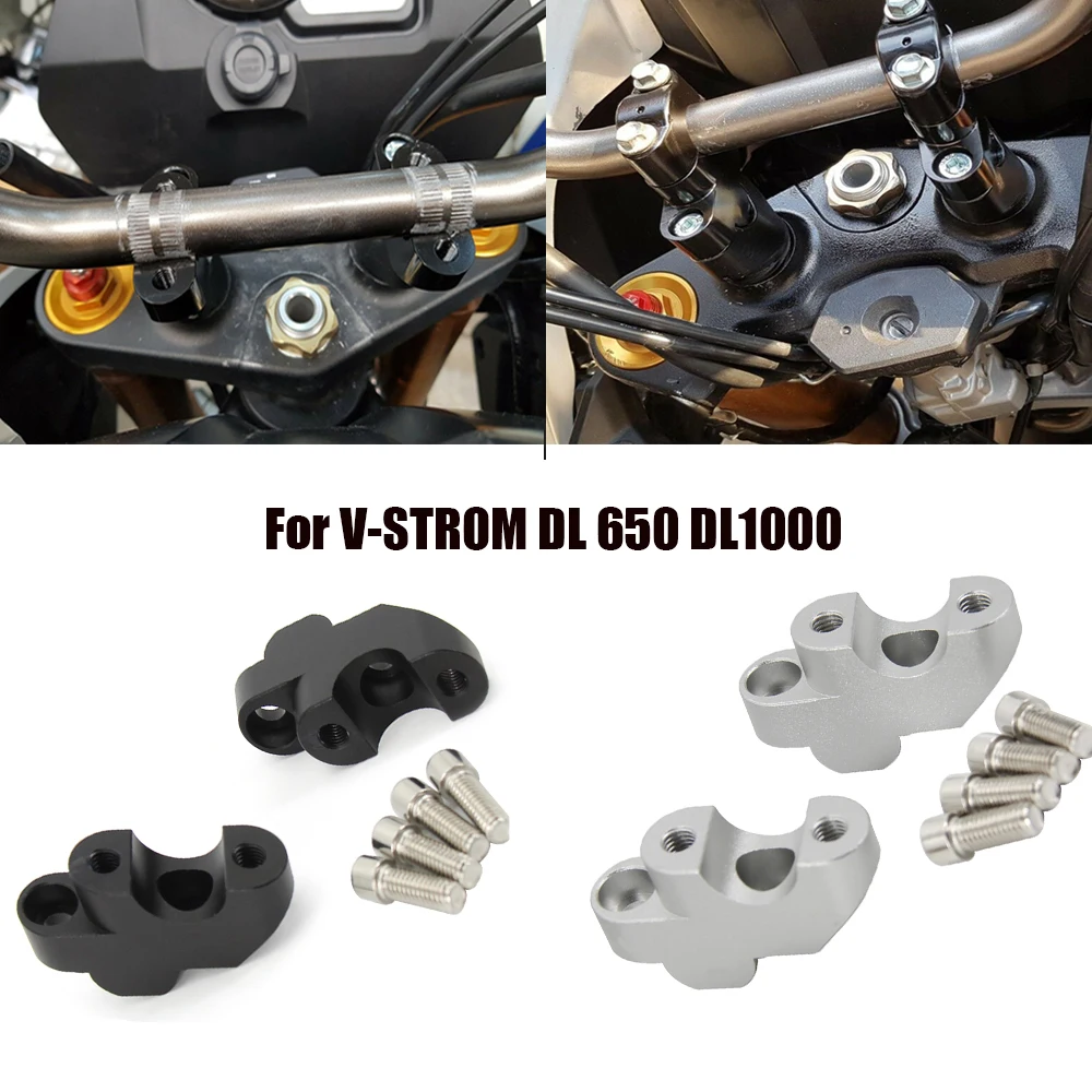 

New For Suzuki DL650 V-STROM DL 650 DL1000 VSTROM 2pcs 7/8 "22mm Motorcycle CNC Aluminum Handlebar Riser Clamp Mount Taper