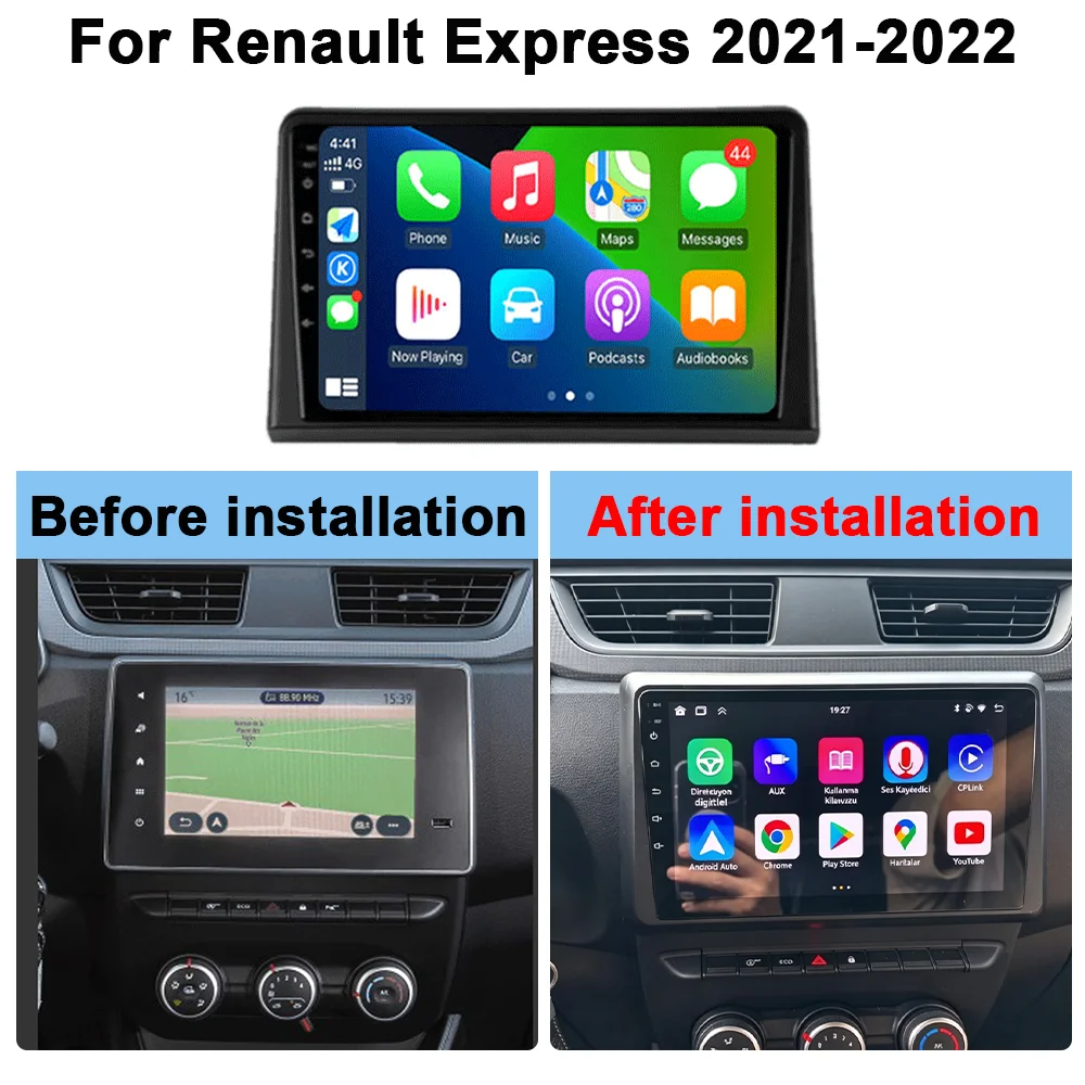2Din 9inch CarPlay Android Auto Car Radio for Renault Express 2021 - 2022 Multimedia Navigation GPS RDS DSP 4G Qualcomm 8 Core