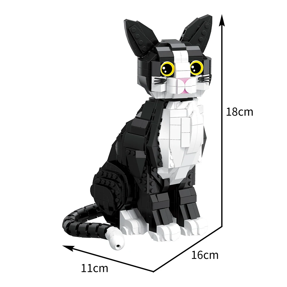Black Adorable Cat Mini Model Building Blocks Expressive Faces Options for Kid Toys Pet Fans Style Bricks Party Gifts - view 6