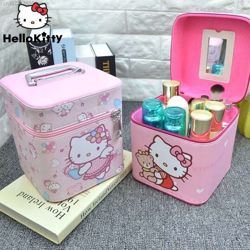 Sanrio Bag Cartoon Hello Kitty Portable Makeup Storage Bag Y2k Women Korean Trendy Home Room Travel Packaging Accessories Boxes