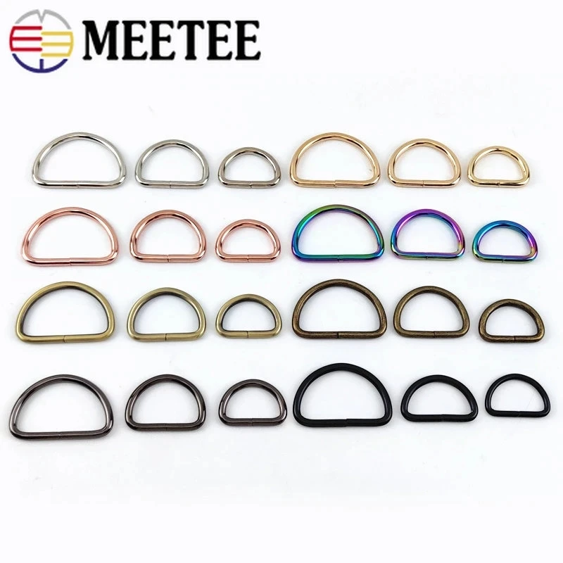 20Pcs 25/32/38/50mm Rainbow Metal D Ring Buckle Bag Strap Adjust Clasp Garment Handbag Connect Hook DIY Craft Hardware Accessory