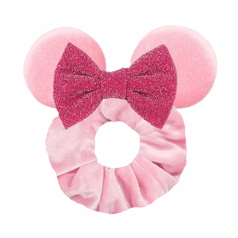 2024 Christmas Disney Ears Hair Scrunchies Velvet Elastic Hairbands For Girls Sequins Bows Headband Women Trip DIY Accessories